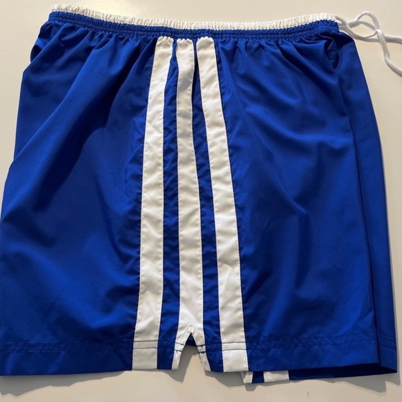 adidas VTG Men's Soccer Shorts Spell Out 3 Stripes Blue XL - Picture 6 of 12